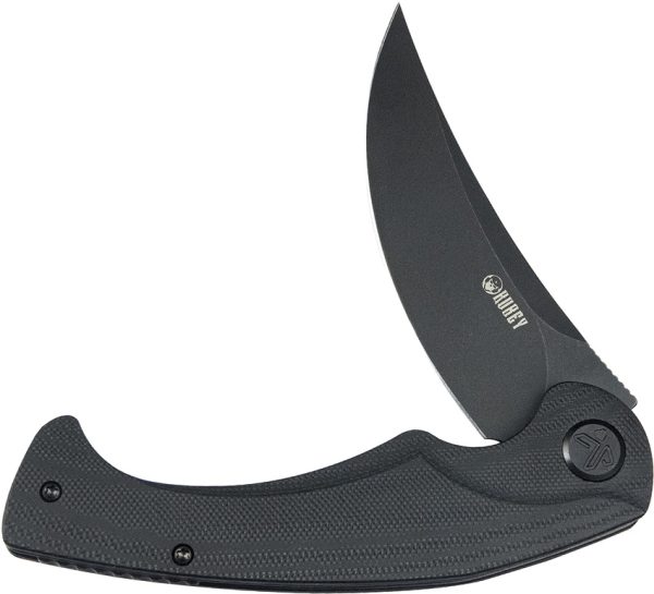 Kubey Scimitar Folding Knife 3.5" AUS-10A Linerlock Black