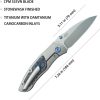 KB Knives Vertigo Framelock Folding Knife 3.13" S35VN Wharncliffe Gray Titanium