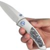 KB Knives Vertigo Framelock Folding Knife 3.13" S35VN Wharncliffe Gray Titanium