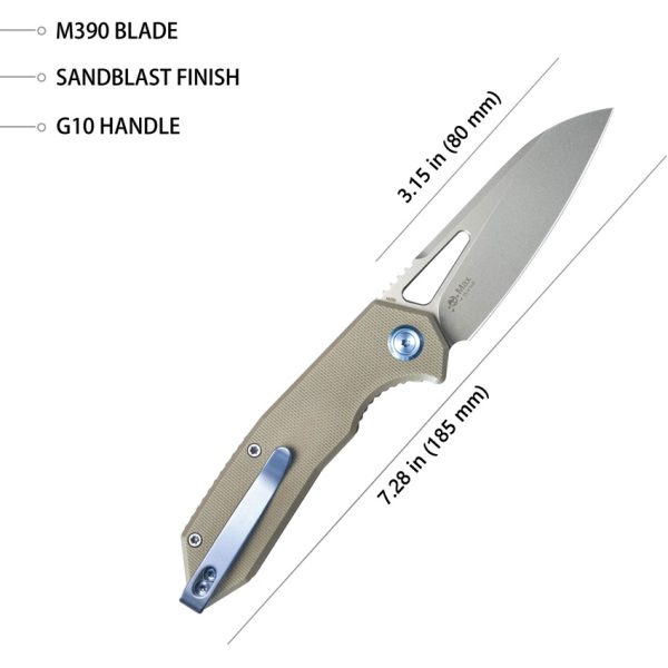 KB Knives Vagrant Linerlock Folding Knife 3" Bohler M390 Tan G10