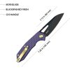 KB Knives Vagrant Linerlock Folding Knife 3" Bohler M390 Purple G10