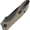 Kubey Ruckus Linerlock 3.5" BlackWash AUS-10A Tan G10 Folding Knife