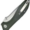 Kubey Ruckus Linerlock Folding Knife 3.5" AUS-10A Green Micarta