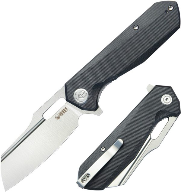 Kubey Atlas Framelock Black Folding Knife 3.38" 14C28N