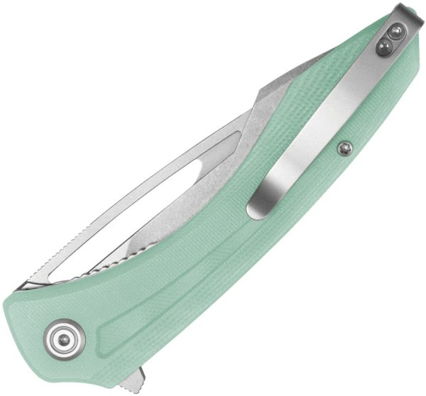 Kubey Merced Linerlock Folding Knife 3.5" Jade Green 14C28N