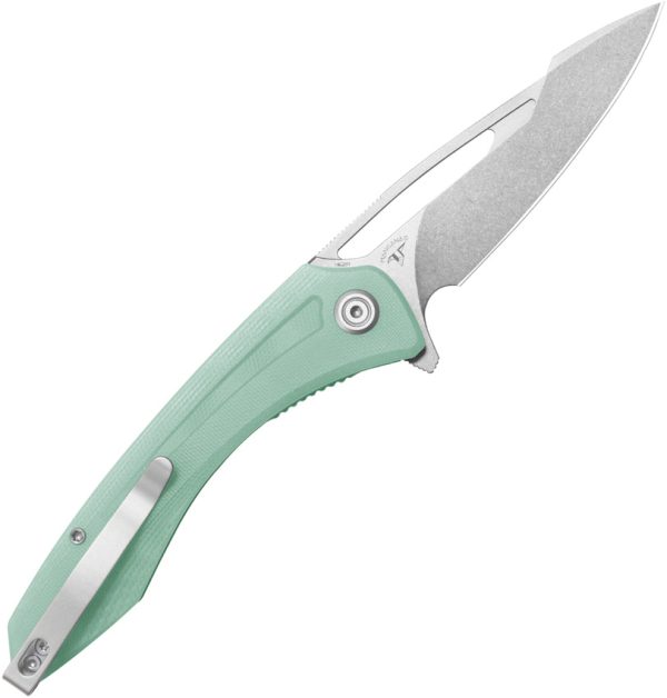 Kubey Merced Linerlock Folding Knife 3.5" Jade Green 14C28N