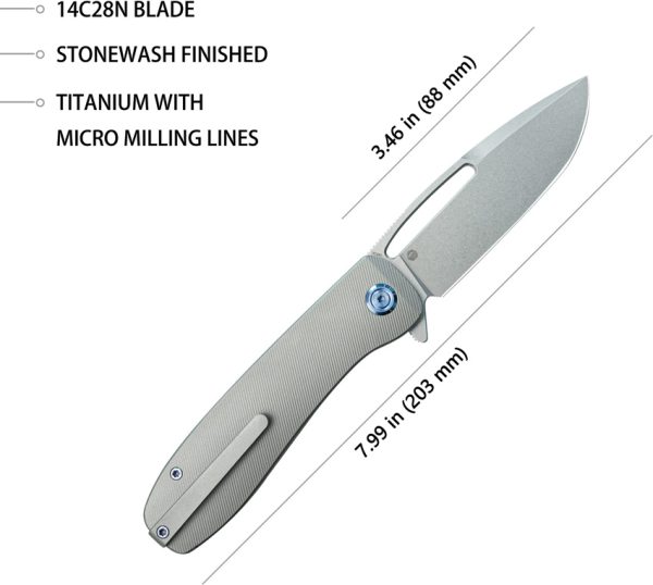 Kubey Supercell Linerlock Folding Knife 3.5" Gray Titanium