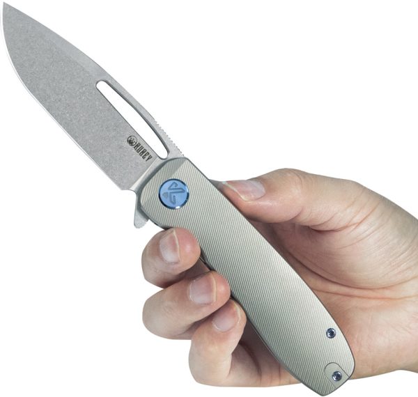 Kubey Supercell Linerlock Folding Knife 3.5" Gray Titanium