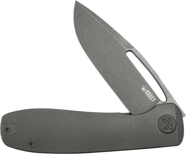 Kubey Supercell Linerlock Folding Knife 3.5" Black Stonewash 14C28N