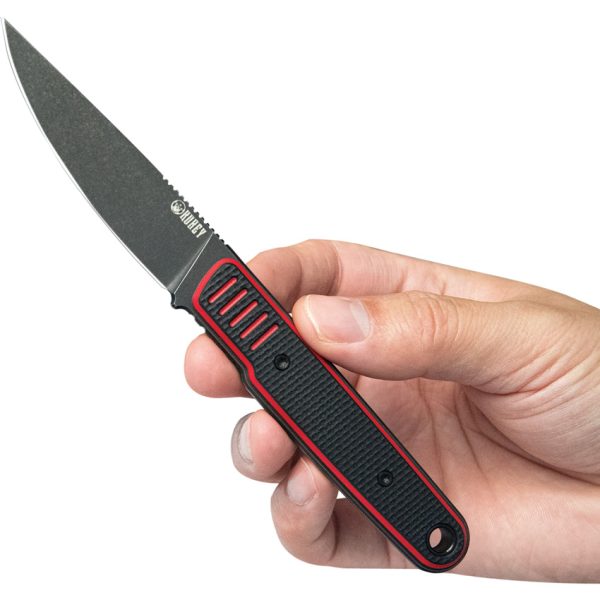 Kubey JL Fixed Blade Knife 3.13" 14C28N Black/Red G10
