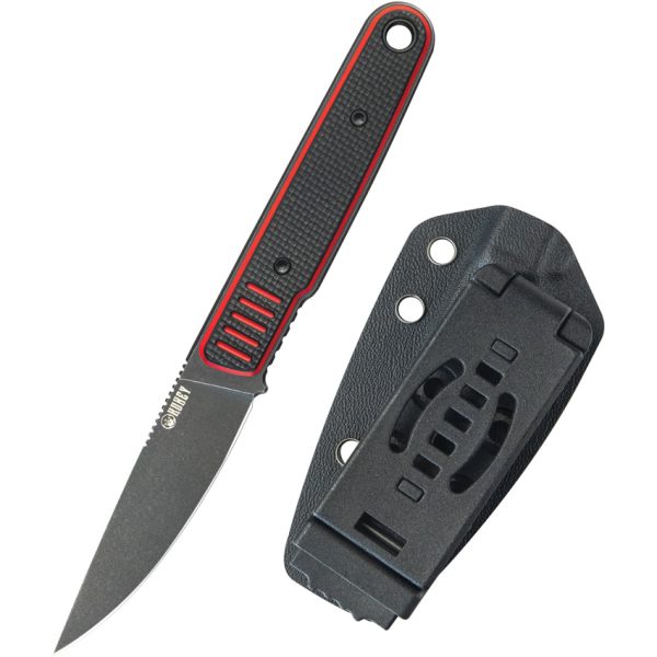 Kubey JL Fixed Blade Knife 3.13" 14C28N Black/Red G10