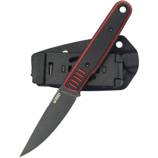 Kubey JL Fixed Blade Knife 3.13" 14C28N Black/Red G10