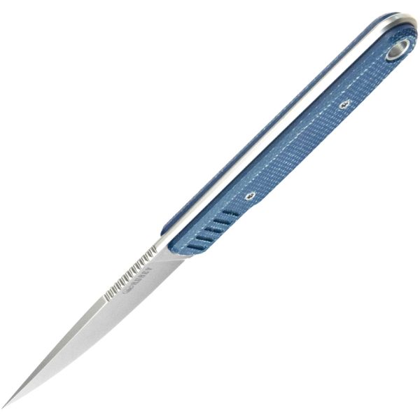Kubey JL Fixed Blade Knife 3.13" 14C28N Blue Micarta w/ Sheath