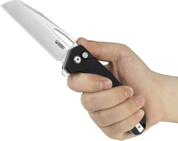 Kubey 10-8 Button Lock Folding Knife 3.13" 14C28N Black G10