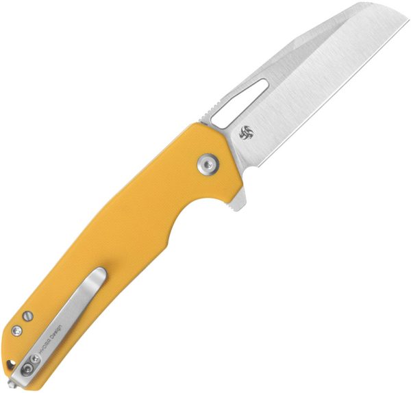 Kubey 10-8 Button Lock Folding Knife Yellow G10 3.13 Blade