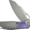 KB Knives Sudden Framelock Folding Knife CPM-20CV Gray Titanium Timascus