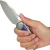 KB Knives Sudden Framelock Folding Knife CPM-20CV Gray Titanium Timascus