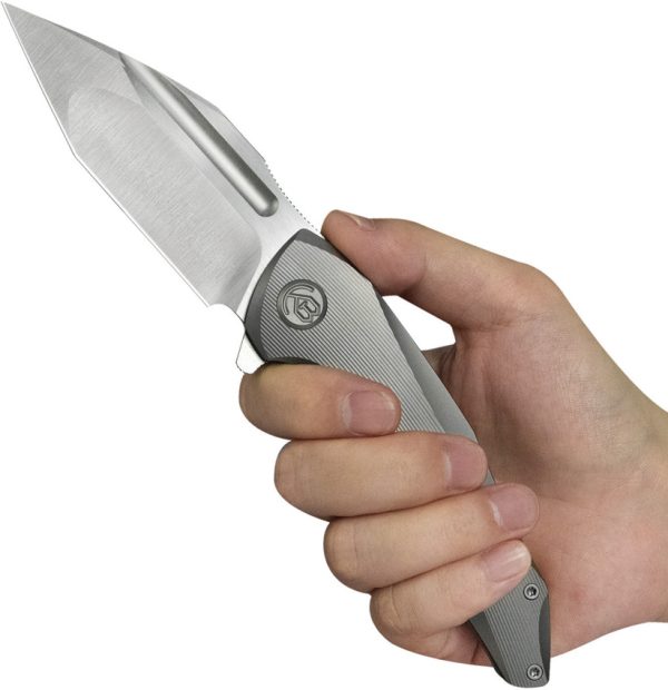 KUB458A_add_03 KB Knives Navigator Framelock 3.38" Bohler M390 Gray Titanium