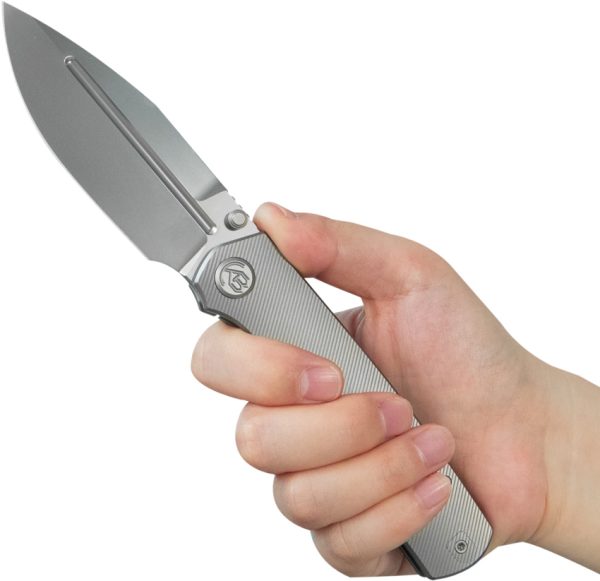 KB Knives Albatross Framelock 3.75" Bohler M390 Gray Titanium Folding Knife