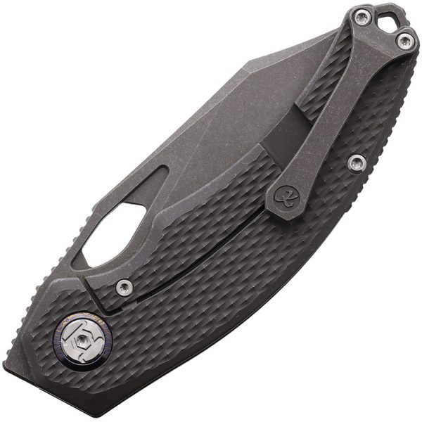 Kunwu Knives Padre Framelock 3.5" Stonewash Folding Knife Gray Titanium