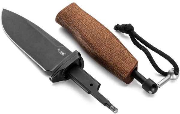LionSTEEL ACHA Fixed Blade Knife M390 4.25" Black PVD Natural Micarta