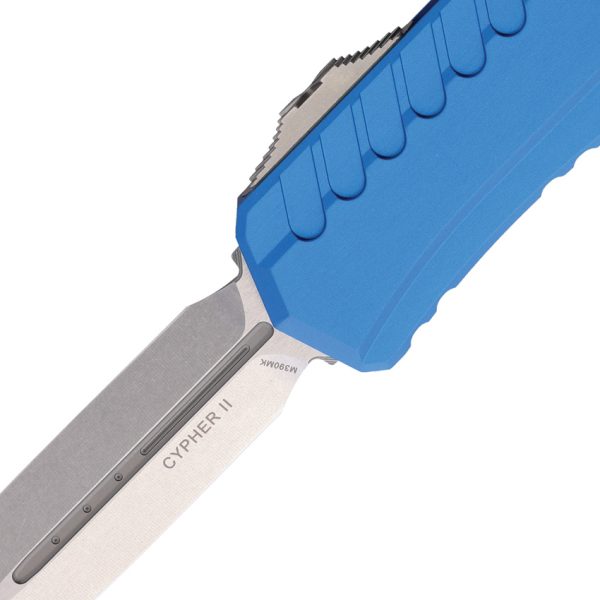 Microtech Cypher II D/E OTF Auto Folding Knife Blue 3.5" M390MK