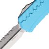 Microtech Cypher II Double Edge OTF Auto Folding Knife 3.5" M390MK Stonewash Serrated Turquoise