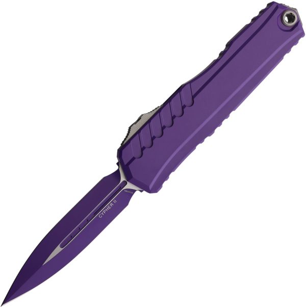 Microtech Cypher II D/E OTF Auto Folding Knife Purple 3.5"