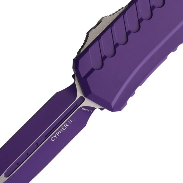 Microtech Cypher II D/E OTF Auto Folding Knife Purple 3.5"