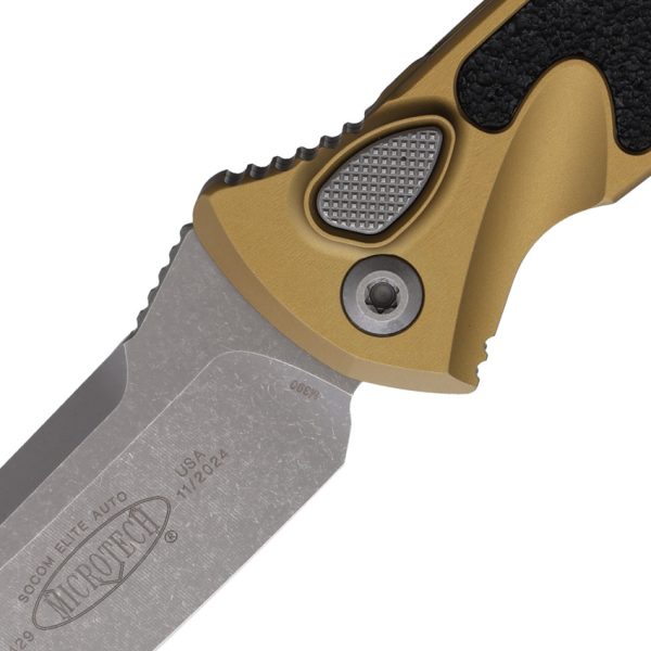 Microtech Socom Elite 4" Apocalyptic Automatic Button Lock Tan