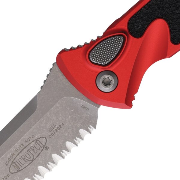 Microtech Socom Elite Automatic Folding Knife Button Lock 4" Apocalyptic Blade Red
