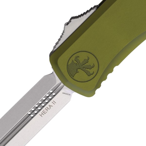 Microtech Hera II D/E OTF Auto Folding Knife 4" M390MK Stonewash Green