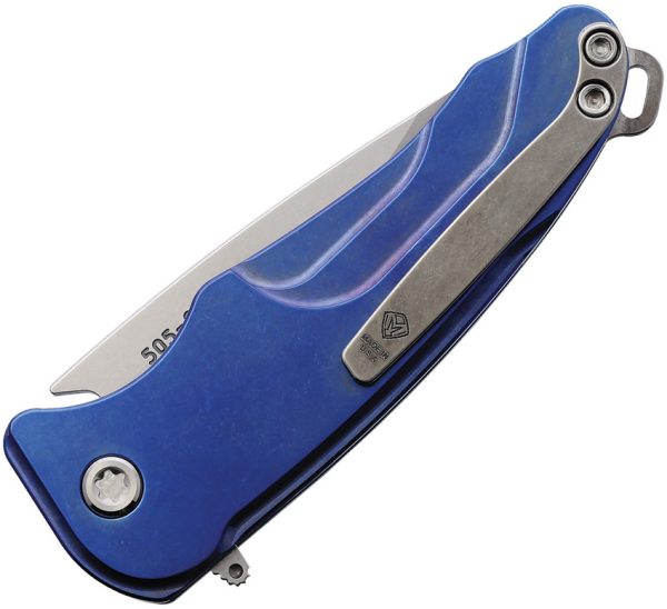 Medford Smooth Criminal Button Lock Folding Knife 3" S45VN Blue Titanium