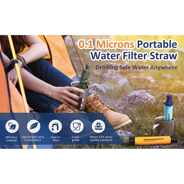 Membrane Solutions Water Filter Straw Camo 0.1 Micron