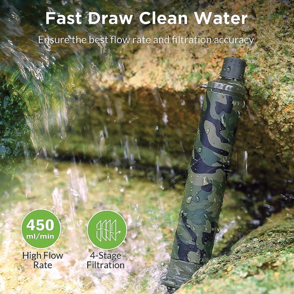 Membrane Solutions Water Filter Straw Camo 0.1 Micron