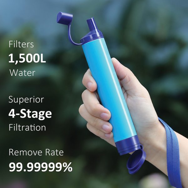 Membrane Solutions Water Filter Straw Blue with Cord Lanyard