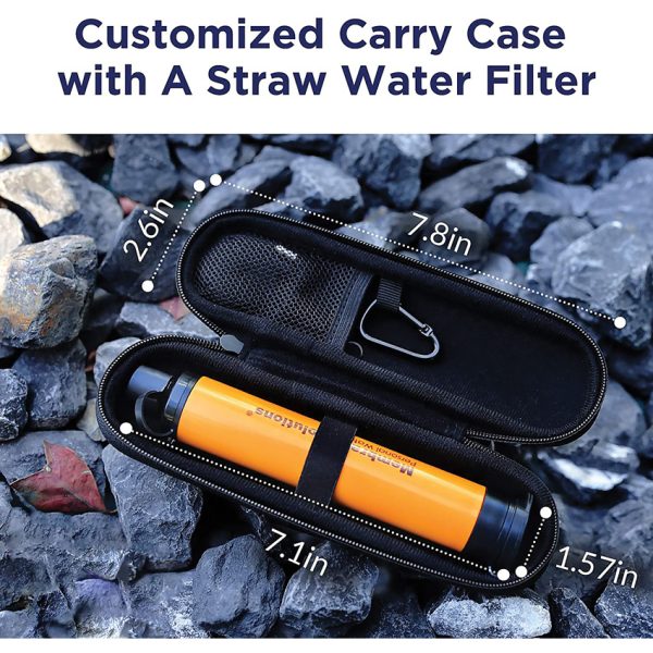 Membrane Solutions Water Filter Straw with Case, 1500L, Orange