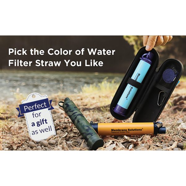 Membrane Solutions Water Filter Straw with Case, 1500L, Orange