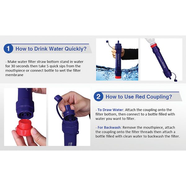 Membrane Solutions Water Filter Straw II with Lanyard
