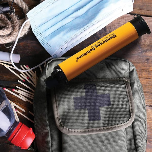 Membrane Solutions Water Filter Straw Orange with Lanyard