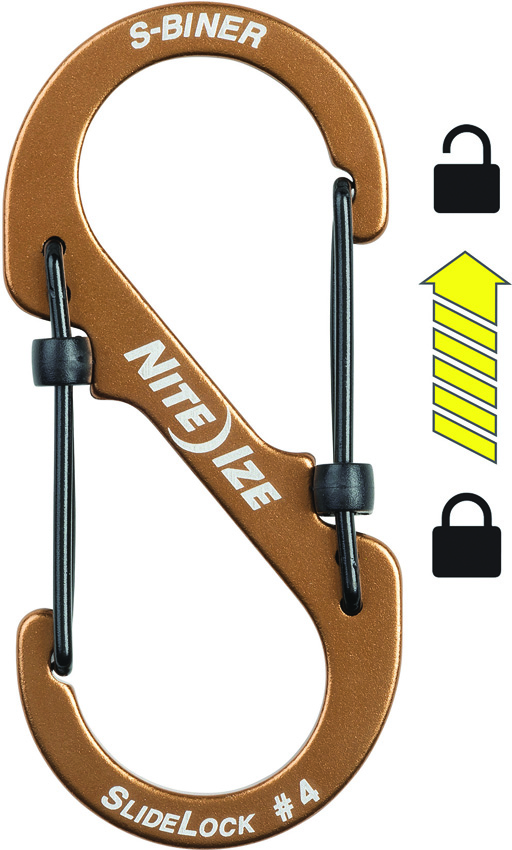 Nite Ize S-Biner Slidelock #4 Aluminum Carabiner Brown