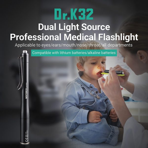 Nextorch Dr K32 Dual Medical Penlight, Black