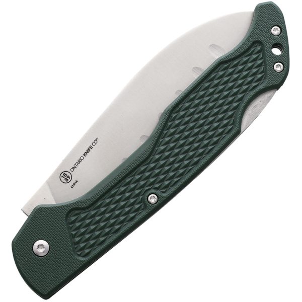 ON4305TC_add_01 Ontario Camp Plus Santoku Lockback Folding Knife 4.25" Green