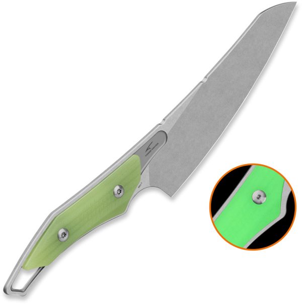 QSP Knife T-Cook Fixed Blade 5.25" Nitro V Glow G10 w/ Sheath