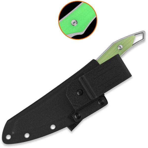 QSP Knife T-Cook Fixed Blade 5.25" Nitro V Glow G10 w/ Sheath