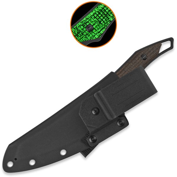 QSP Knife T-Cook Fixed Blade Nitro V Glow Micarta w/ Sheath
