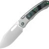 Remette Orca Button Framelock Folding Knife 3.38in M390 Gray Ti/CF