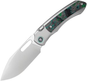 Remette Orca Button Framelock Folding Knife 3.38in M390 Gray Ti/CF
