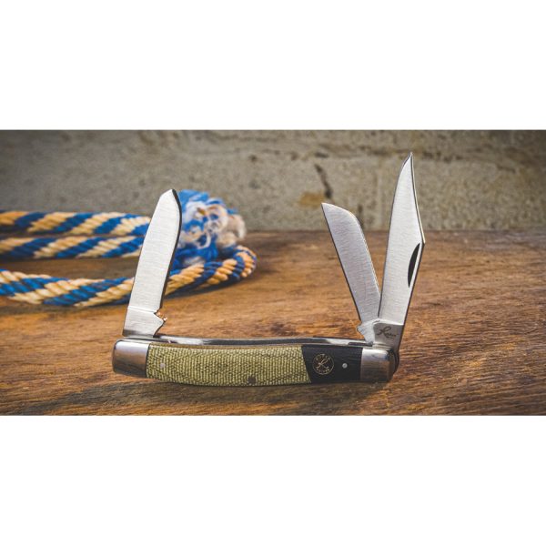 Roper Rattler Stockman Black Green Micarta 4in
