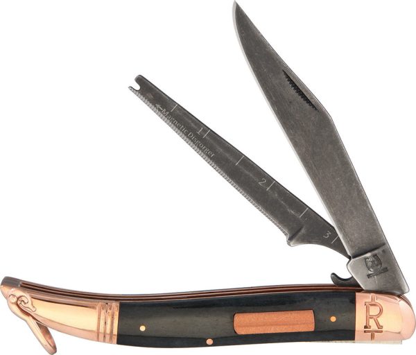 Rough Rider Black Bone Fish Knife 5" Folding Knife 440 Stainless